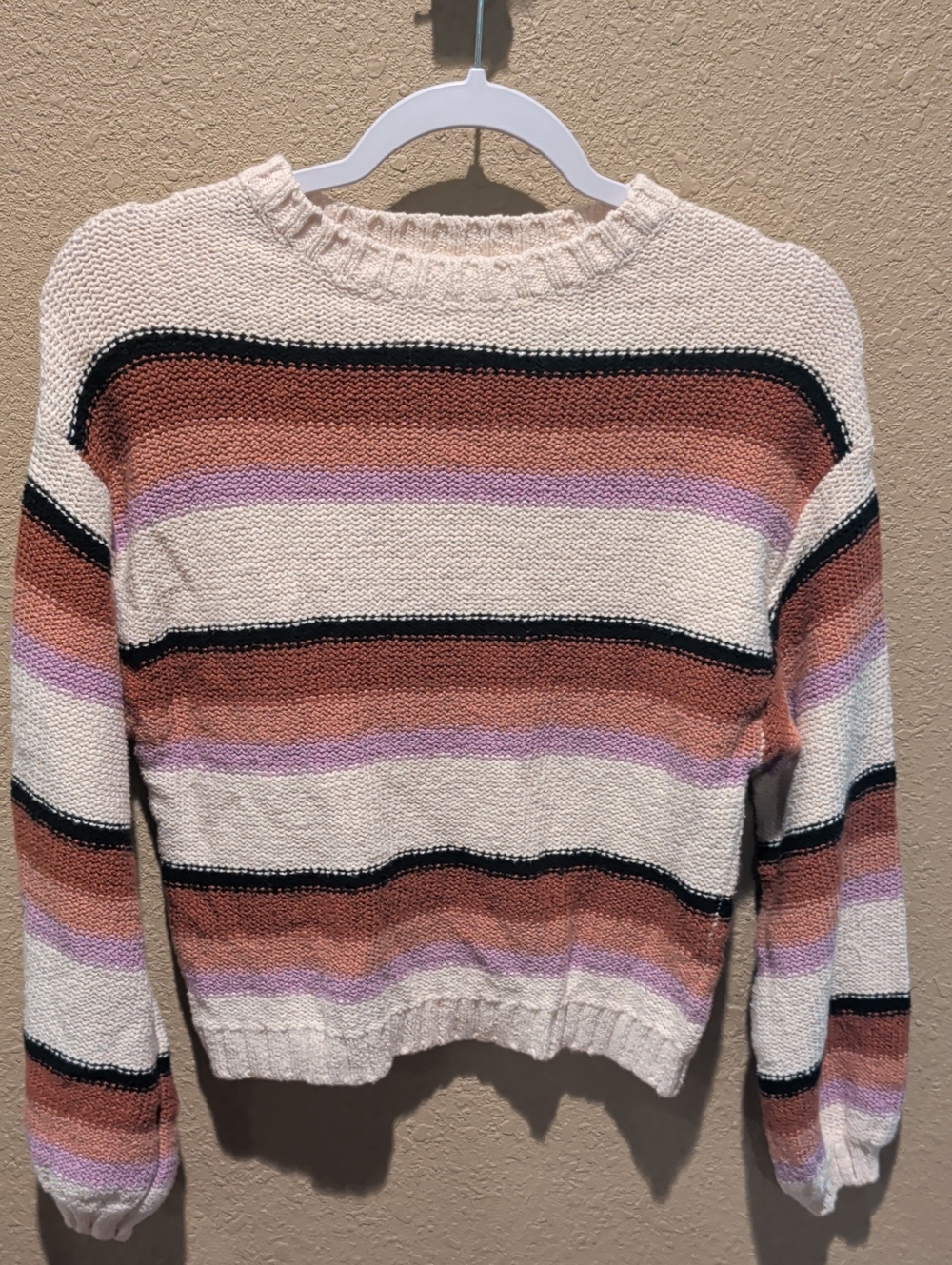 Billabong Cream, Rust & Lavender Striped Crew Sweatshirt
